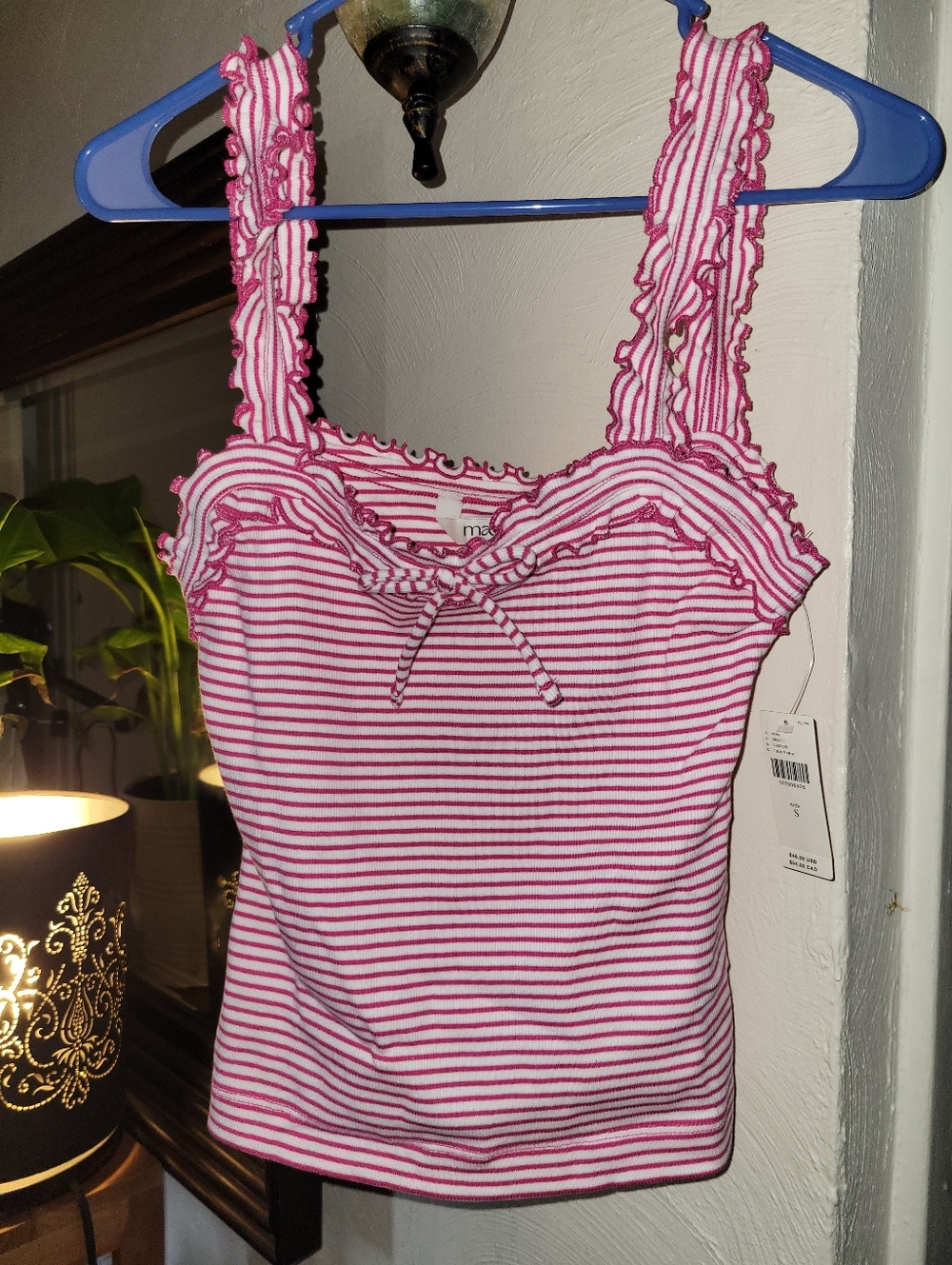 $54 Anthropologie MAEVE pink Striped Tank Top S